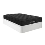 Vente-unique.com Ensemble 140 x 190 cm sommier coffre blanc + matelas ressorts ensachés surmatelas intégré ép.28cm - BLACK DREAM de YSMÉE