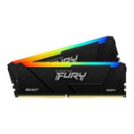 Kingston Fury RGB 16GB Kit (2 x 8GB), DDR4, 3600MHz, CL16, XMP, DIMM Memory, Black - KF436C17BB2AK2/16