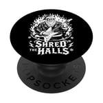 Shred The Halls Christmas Rocker Santa Rock Guitarist PopSockets Adhesive PopGrip