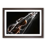 Big Box Art Violin Instrument Framed Wall Art Picture Print Ready to Hang, Walnut A2 (62 x 45 cm)