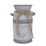 Fovasen Vase à Fleurs en métal Style Shabby Chic Rustique Vintage Gris pour Fleurs avec Forme d'amour conçu pour Salon, Mariage, Jardin, Bureau, décoration de Noël – 19,1 cm de Hauteur