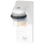 Support en Aluminium avec galet de recentrage pour serrure de portail coulissant à encastrer, en applique ou derrière le cadre. Blanc Ral 9010