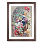 Big Box Art Still Life with Flowers Vol.2 by Jan Van Huysum Framed Wall Art Picture Print Ready to Hang, Walnut A2 (62 x 45 cm)