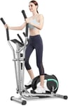 Vélo elliptique Crosstrainer avec Fitness à 8 Niveaux de Résistance Elliptique Ecran LCD, Poids d'inertie de 4 KG, Porte Tablette