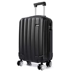 Kono Valise Cabine Légère 55 x 35 x 20 cm en ABS Rigide avec 4 roulettes (Noir)