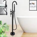 Black Bathtub Faucet Free Standing Bath Tub Filler Floor Mount Shower Mixer Tap