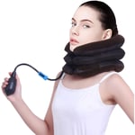 Cervical Neck Traction Inflatable Air Inflatable Pillow Neck Head Stretcher Pain Relief Collar (for Adults, Brown)