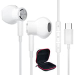 ACOCOBUY USB C Headphones with Mic for iPhone 16 15 USB C Earphones USB Type C Headphone In Ear Earbuds Wired for Samsung A16 5G A55 A35 A53 A54 S24 S23 S22 for iPad 10th Gen Pixel 9 OnePlus 12 White