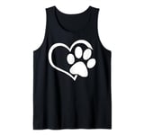 Dog Dad Mom Puppy Love Dogs Paw Print Heart Women Men Tank Top