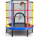 Trampoline pour Enfants Ø140cm, Cadre en Acier, Filet de Sécurité Surélevé, Trampoline Extérieur et Intérieur pour Enfant - Multicolore