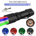 4in1 RGBW LED Flashlight Torch Predator Hiking Hunting Zoom Hand Light Outdoor