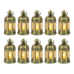 Romadedi Mini Lanterne LED Exterieur - Lot de 10 Lanterne Bougie doré Decorative Bougeoir pour Halloween, Mariage, Noel, Decoration de Table, Piles Incluses