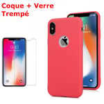 Coque Silicone pour iPhone Xs Max Rouge Antichoc + 2 Verres Trempes Little Bouti