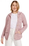 Kofta merinoull kabelstickad rosa (XL)