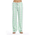 Dam Plaid Flanellbyxor med Fickor Mjuka Plaid Pyjamasbyxor för Kvinnor CNMR Grön-WELLNGS Grön green M