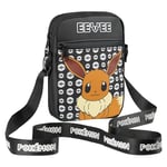 Pokémon Sac Bandoulière Sacoche Enfant Petit Sac Crossbody Bag Multipoches Enfant Ado Idée Cadeau Pikachu Evoli (Noir Évoli)