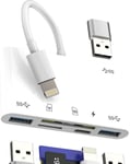 Adaptateur Lightning Vers USB(6 en 1)lecteur Carte SD Micro SD Pour IPhone14 Pro Max OTG 3.0 Cable Pour Apple Compatible Avec Samsung S24 Pour IPad Chargeur USB-A Clé Externe Mémoire Appareil(Q457)