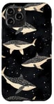 Coque pour iPhone 11 Pro Aquarelle noire motif requin baleine