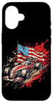 iPhone 16 Vintage Auto Racing Car American Flag 4th of July, Auto Race Case