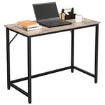 VASAGLE Bureau, Table, Poste de Travail, pour Bureau, Chambre, 50 x 100 x 76 cm, Style Industriel, Cadre en Métal, Grège Chiné et Noir d'Encre LWD041B02