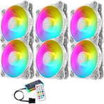 6 ventilateurs blancs LED ARGB colorés PC Case 120 mm FAN WHITE HUB LED RGB avec télécommande Aura SYNC 3 broches SILENCIEUX FLUSSE D'AIR ÉLEVÉ POUR REFROIDISSEMENT DESKTOP