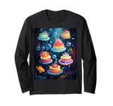 Underwater Cupcake Adventure for Food Lovers Long Sleeve T-Shirt