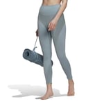 Adidas Yoga Studio Leggings Womens 16 18 Grey Blue 7/8 Aeroready Breathable