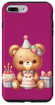 Coque pour iPhone 7 Plus/8 Plus Birthday Wishes Ours en peluche marron pour fille ou garçon