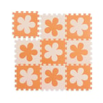 Relaxdays Tapis Puzzle Fleurs, 9 pièces Enfants bébés, Mousse EVA, sans polluants, Surface 91,5 x 91,5 cm, Orange-Beige