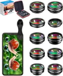 10 In 1 Kit Objectif Grand Angle Et Macro + Fisheye + Téléobjectif + Écran Lcd/Flux/Radial/Étoile+Filtre Kaléidoscope+Obturateur+Pour Iphone Samsung Et La Plupart Des Téléphones[Sma072037]