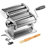 Delihom Pasta Maker - Stainless Steel Pasta Machine, Cutter, Hand Crank, Clamp and Clean Brush for Homemade Spaghetti and Fettuccini