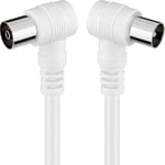 Câble TV 5 mètres Full HD Câble coaxial antenne à angle 90 degrés pour TV et radio, prise mâle à femelle, câble blanc droit