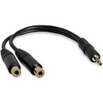 StarTech.com 6 in. 3.5mm Audio Splitter Cable - Stereo Splitter Cable - Gold Terminals - 3.5mm Male to 2x 3.5mm Female - Headphone Splitter (MUY1MFF)