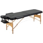 HOMCOM Lit/Table de Massage cosmetique Pliable en Bois 2 Zones (Black)