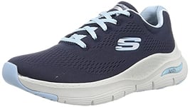 Skechers Women's Arch Fit Big Appeal Sneaker,Navy Knit Mesh / Lt Blue Trim,3.5 UK