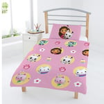 Gabbys Dollhouse Toddler Duvet Cover Set Kitty Friends Pink Junior Girls Bedroom