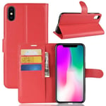 Coque iPhone XR - Nouveau PU Cuir Portefeuille avec Support Antichoc Coque Etui iPhone XR (6.1") - Rouge