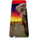 Yoga Mat - Sunset on the road elephant - Extra Thick Non Slip Exercise & Fitness Mat for All Types of Yoga,Pilates & Floor Workouts