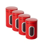 ECHTWERK Boîtes à provisions stylées, Lot de 4, rouge, Pour la conservation de la farine/du sucre/des céréales, Boîte métallique avec couvercle hermétique et grande fenêtre de visualisation