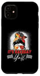 Coque pour iPhone 11 Its Raceday Yall Dirt Track Racing Car Lover Messy Bun