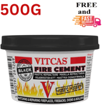 VITCAS Black Fire Cement 500G Stoves,Ovens,Boilers & Heat Resistent Free Ship