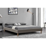 mina - Solide et Confortable Sommier Tapissier gris + Pieds en 20 cm pour matelas en 120x190 - 2 x 13 Lattes - Montage Rapide et Facile - revetement