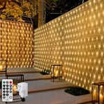 CORST 3M X 2M Net Lights Outdoor Christmas Mesh Lights for Bushes Plug in,200LED Xmas Garden Tree Lights Outside Fairy Lights Waterproof Connectable with Remote for Gazebo Balcony(Warm White)