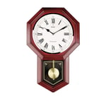 Fikujap Old-Fashioned Wall Clock, Wood Pendulum Clock, Silent Pendulum, for Living Kitchen House,B