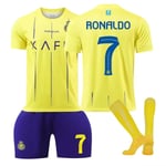 Ronaldo 23-24 Al-Nassr FC tröja nr 7 hemma fotbollströja set vuxna barn Kids 24(130-140cm)