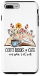 Coque pour iPhone 7 Plus/8 Plus Coffee Books and Cats Are Where It's At Cute Cat Book Coffee