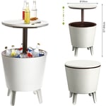 Table de jardin bar Cool Bar 30L bac glaçons boissons fraîches table d'appoint Brun - blanc