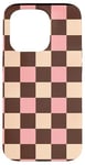 Coque pour iPhone 15 Pro Rose Pop Art Carreaux Marron Design Classique