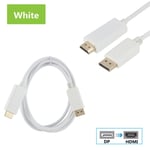 blanche - 1.8m - Adaptateur Displayport HDMI 1.8 P, 1080 M/6ft, convertisseur de Port d'affichage pour PC portable, projecteur, câble DP vers HDMI, câble Displayport HDMI