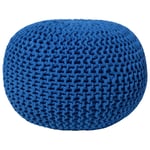 Pouf Rond en Coton Bleu à Billes de Polystyrène Accessoire d'Intérieur Doux Con